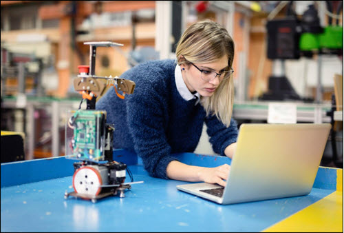 Engineer working on robotics project