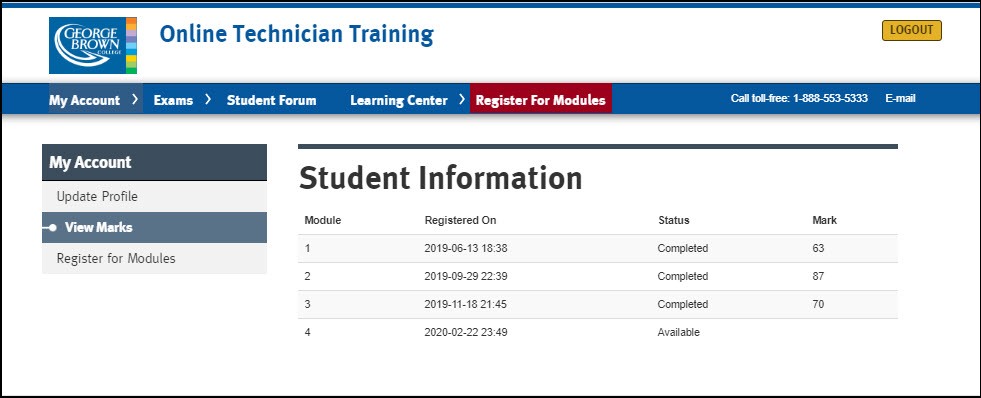 Image of viewing your marks online