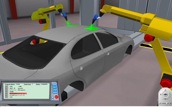  Working simulation of spray paint robots in RoboLogix Simulation Software 