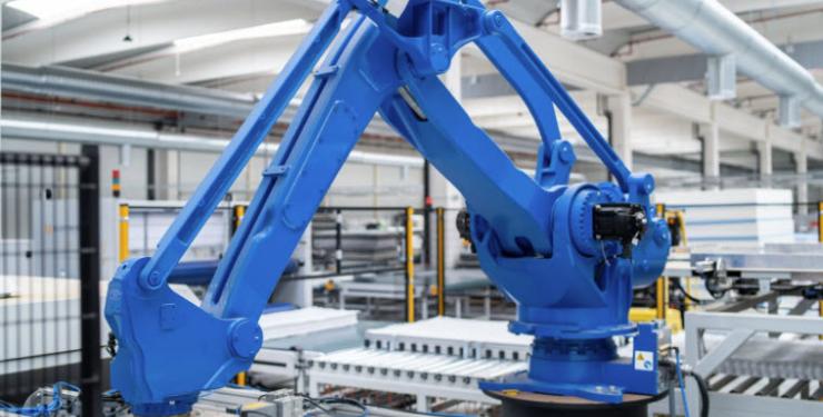 robotic arm working in an industrial factory for automated production