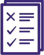 Icon of paper with checkmarks