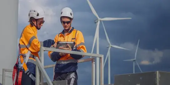 maintenance team working on Wind Turbine